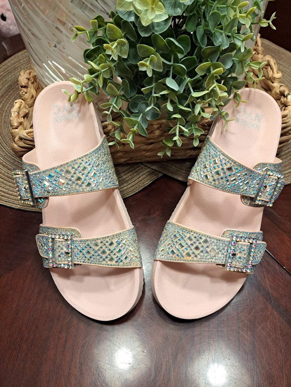 Madden NYC Jeweled Buckle Sandals